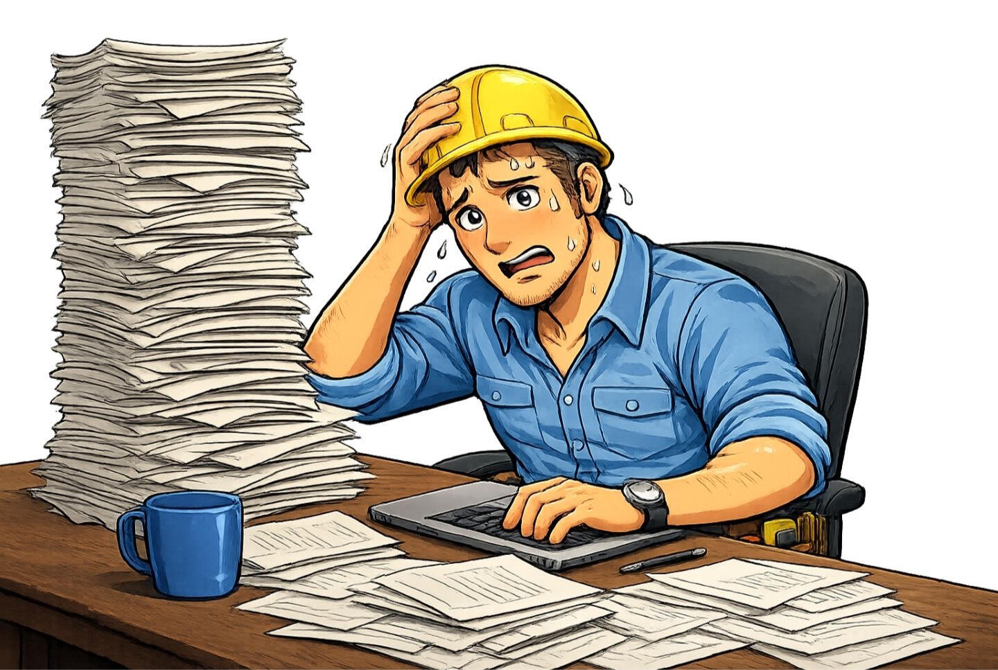 Stressed out tradie with admin headaches Stressed out tradie with admin headaches